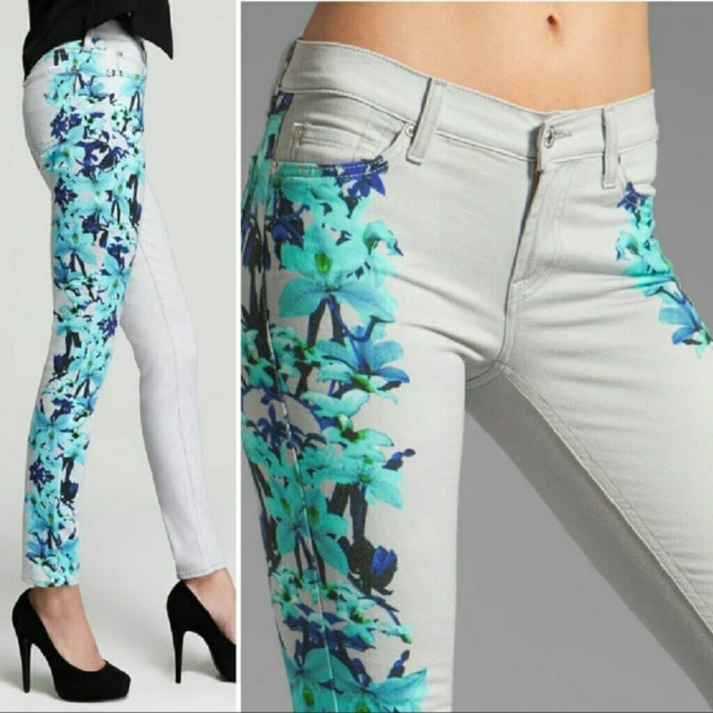 7 for All Mankind The Skinny Placement Floral Side Jeans
